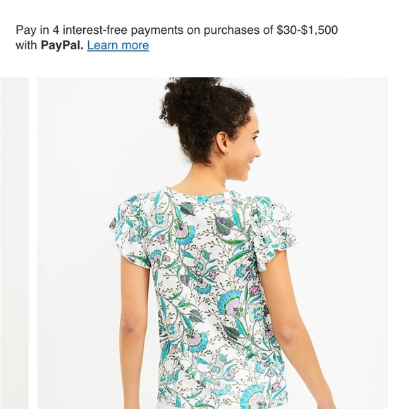 LOFT Floral Tiered Ruffle Sleeve Tee Size L - Picture 4 of 4